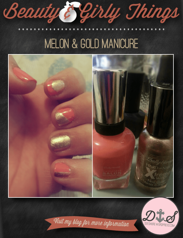 Beauty & Girly Things - Melon & Gold Manicure